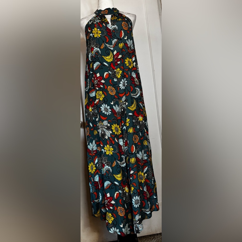 Anthropologie Geneva Halter Wide Leg Floral Jumpsuit Romper Keyhole Feminine - Picture 8 of 14